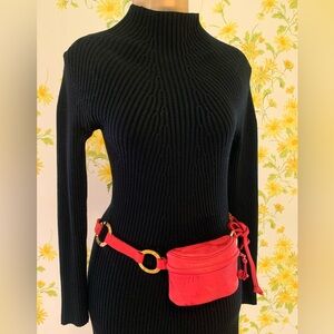 Luc Benoit vintage red leather belt bag